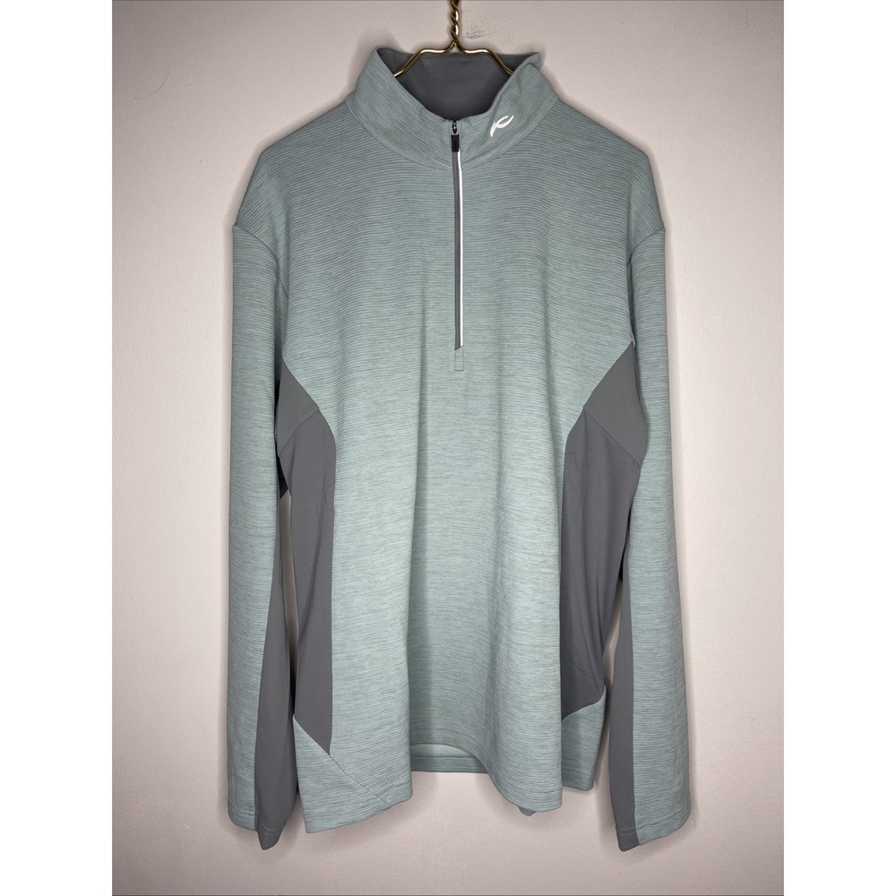 Mens Kjus Roman Midlayer Golf Half-Zip Seaglass Pewter UPF 50 XXL 2XL